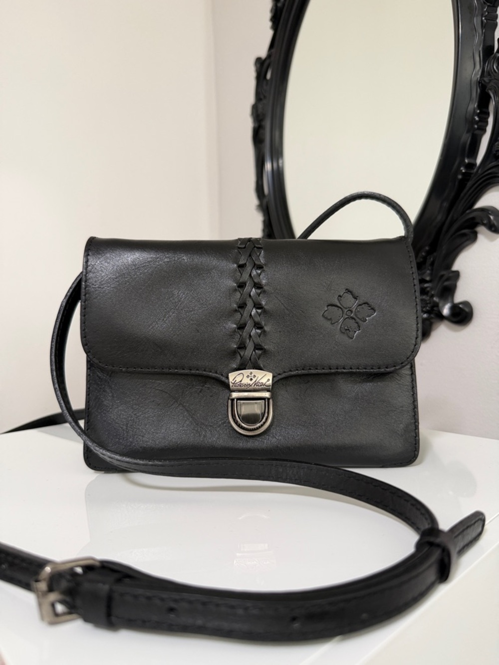 Patricia Nash Black Braided Accent Crossbody with Silver-Tone Clasp
